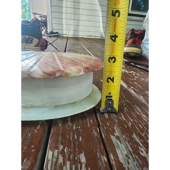 Vintage Onyx Marble Clam Shell‎ Footed Jewlelry Box Hinged Rare - Picture 10 of 10